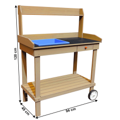 Zahradní pracovní stolek BARDY — dřevo, hnědá Kondela