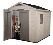 Zahradní domek FACTOR 2 – 243x255x256, plast, béžová/hnědá