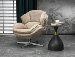 Designové křeslo GUIDO — kov, látka, béžová Halmar