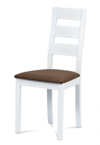 Jedálenská drevená stolička LUCE - masív buk, biela, svetlý poťah