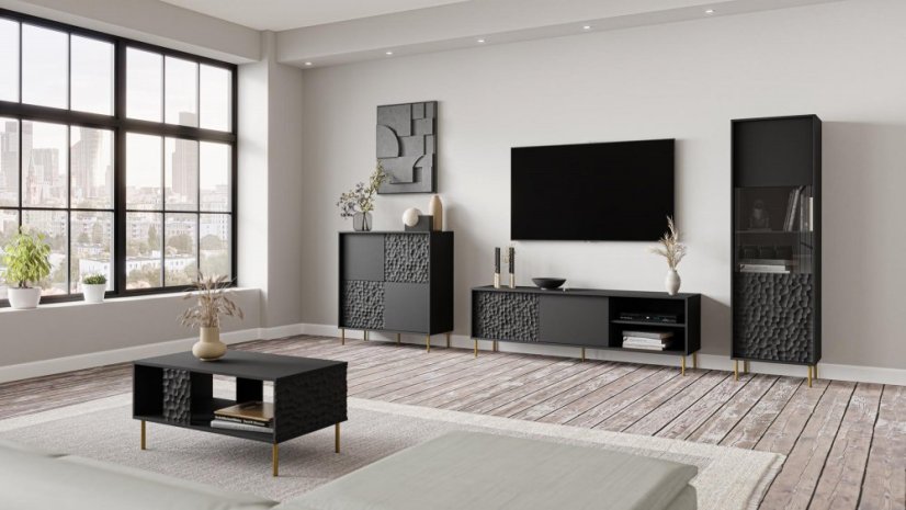 Komoda BULLET — čierna / zlatá