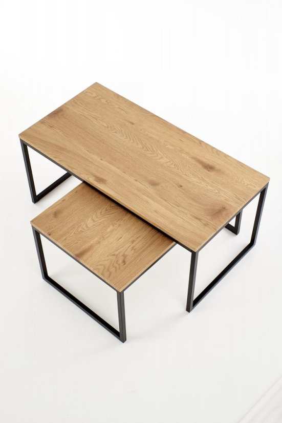 Súprava konferenčných stolíkov SABROSA — kov, zlatý dub