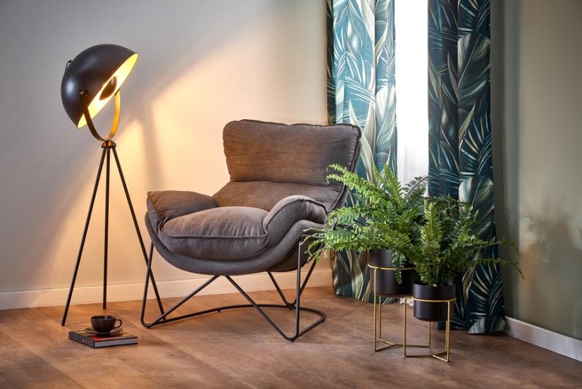 Relaxační křeslo VOLKER — tmavě šedá / černá Halmar