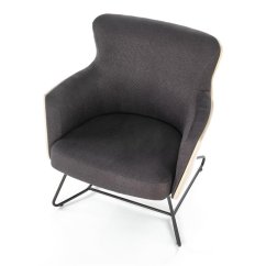 Designové relaxační křeslo CHILLOUT — tmavě šedá / přírodní dub Halmar
