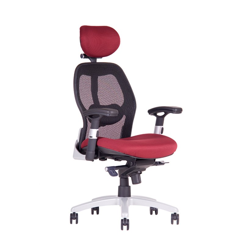 Ergonomická kancelárska stolička na kolieskach SATURN – s podrúčkami, viac farieb - Čalúnenie Saturn: NET vínová