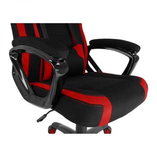 Herná stolička A-RACER Q11 –⁠ látka, čierna/červená