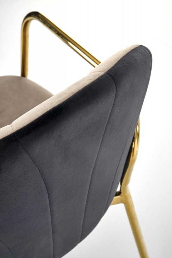 Jedálenské kresielko VIENNA — oceľ, látka, čierna / béžová