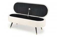 Taburet AVEIRO s úložným priestorom — oceľ, látka, béžová