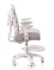 Dětská rostoucí židle GRIDDY — látka, bílá / šedá