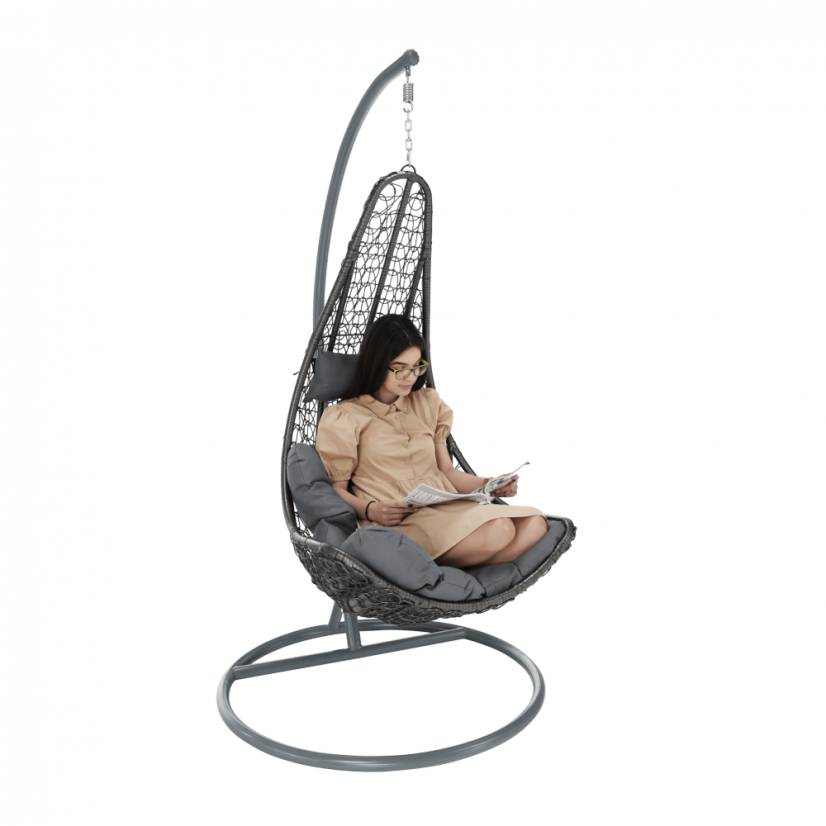 Závěsné křeslo KALEA — šedá, nosnost 130 kg Kondela