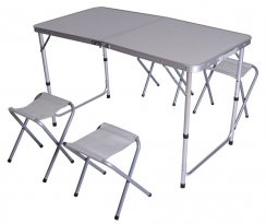 Campingový SET - stůl 120x60 cm + 4 stoličky
