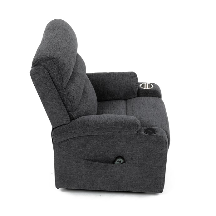 Relaxační křeslo s elektrickým polohováním HOMER - látka, šedá