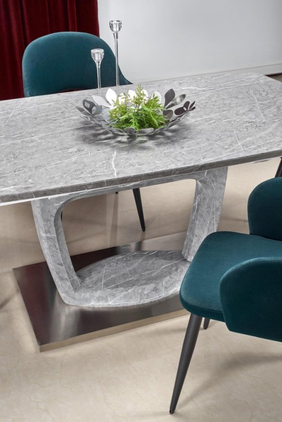 Jídelní rozkládací stůl ARTEMON –? 160x90x76 (+60), mramor, šedý Halmar