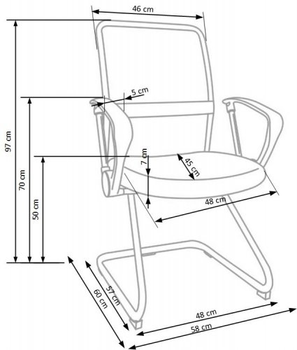 Konferenční židle VIRE SKID - látka, síť, černá