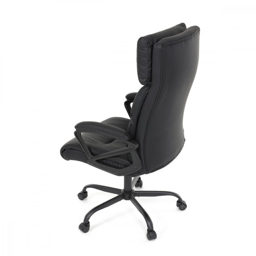Kancelářské křeslo HOLMES — kov, ekokůže, černá Autronic