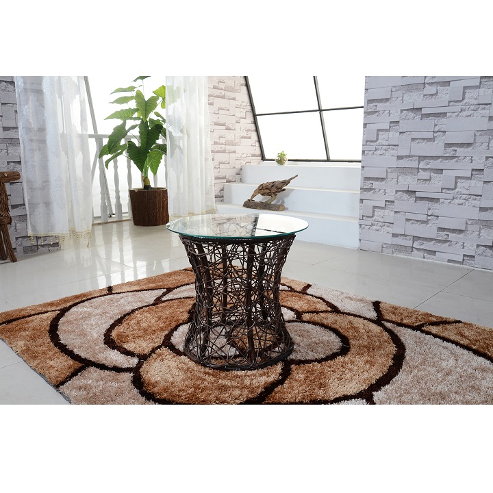 Zahradní stolek SALMAR — umělý ratan/sklo hnědá Kondela