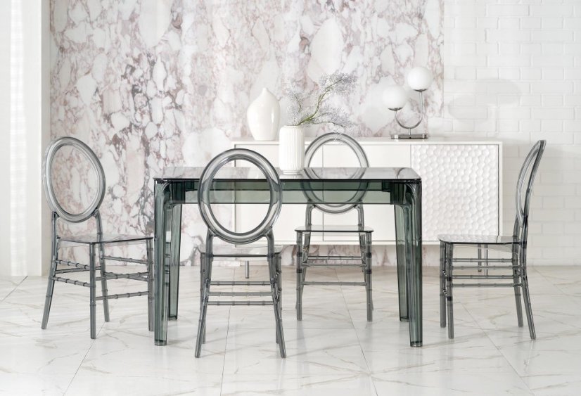 Transparentná plastová stolička BLANCO - dymová