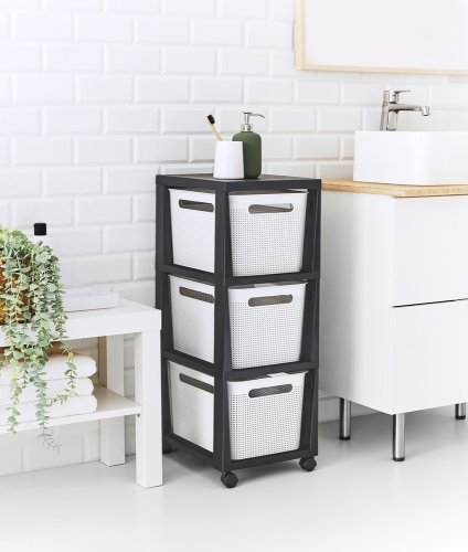 BRISEN komoda 3x16 L - antracit/bílá