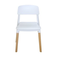Jedálenská stolička GAMA — masív buk/plast, biela