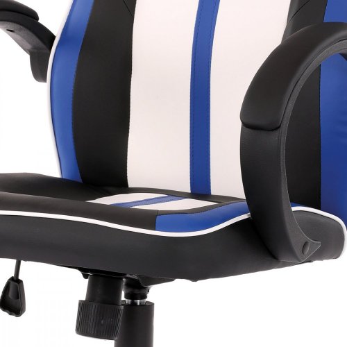 Herná stolička SCATTE – ekokoža, modrá / biela / čierna