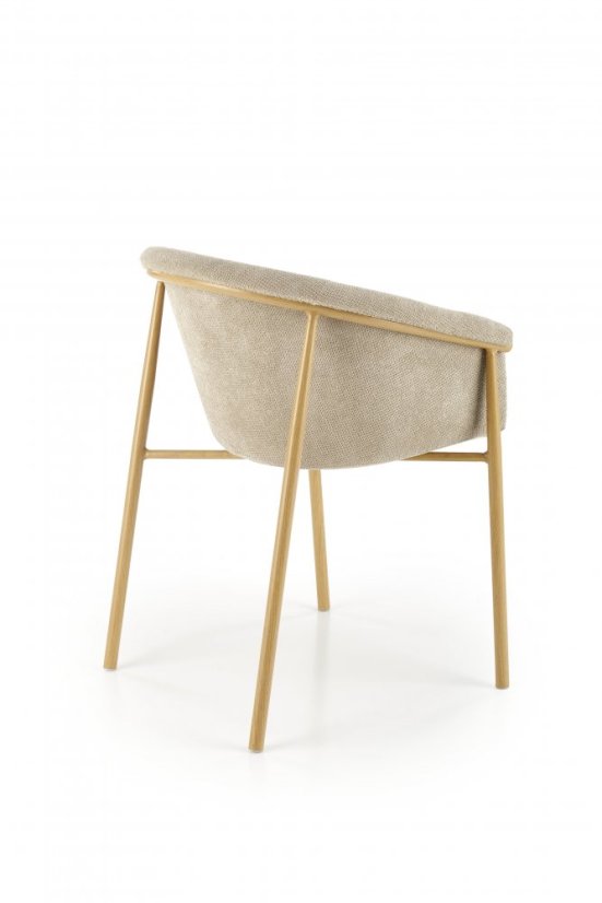 Jídelní křesílko BESSY — kov s dekorem dřeva, látka béžová (vzorek z prodejny) Halmar