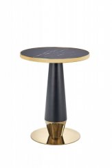 Kulatý jídelní stůl MOLINA — keramika, kov, zlatá / černý mramor