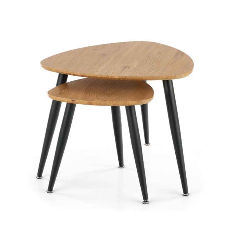 Set konferenčních stolků NICEA 2 — zlatý dub / černá Halmar