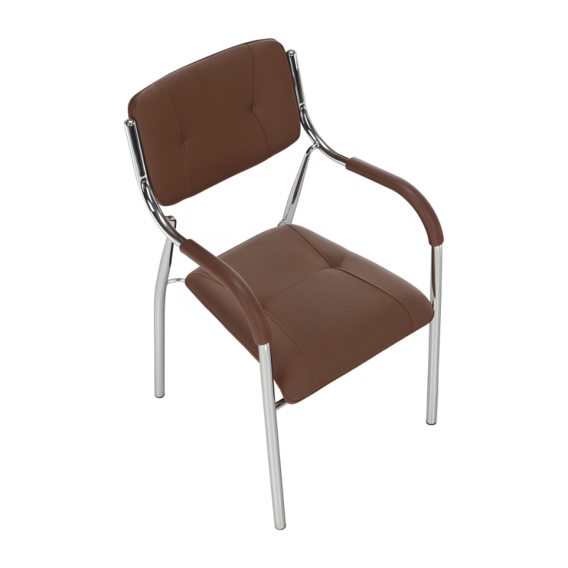 Konferenčná stolička ILHAM — kov, ekokoža, hnedá