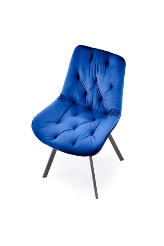 Elegantní otočná modrá sametová židle BECKY Halmar