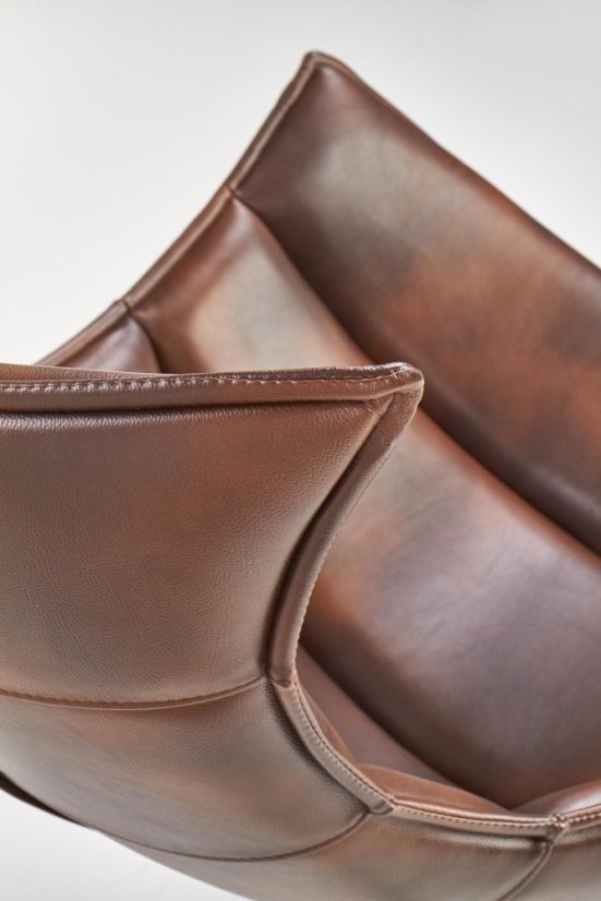 Designové křeslo LUXOR — otáčení, nerez ocel / hnědá kůže Halmar