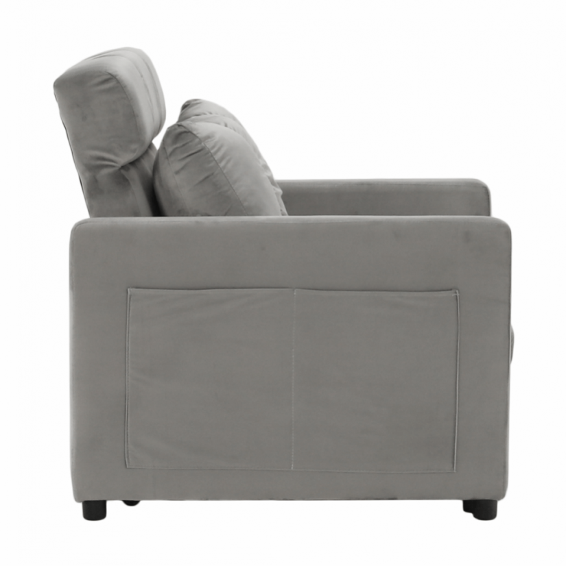 Rozkládací křeslo IGRIM — světlešedá látka/plast