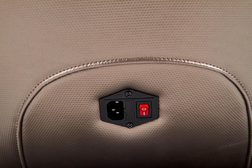 Masážní křeslo na kolečkách DOPIO — s USB zásuvkou a držákem nápojů, ekokůže, béžová Halmar