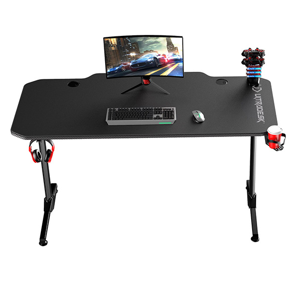 Herní stůl ULTRADESK FRAG BLACK – 140x66x76cm, se stojanem Ultradesk BEAM