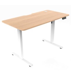Elektricky nastavitelný pracovní stůl ELEVATE – bílá, dekor dub, 120x60 cm