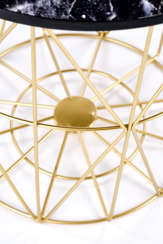 Konferenční stolek HARISSA — kov, zlatá / černá Halmar