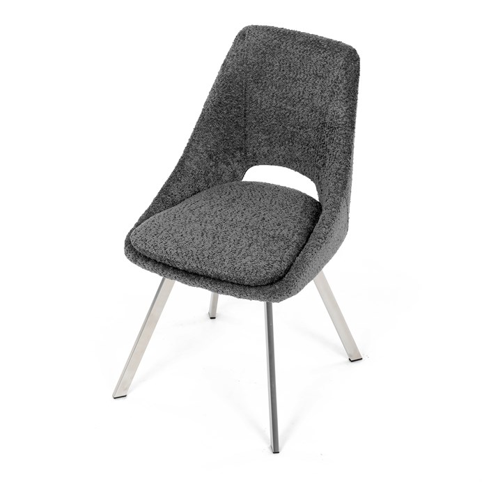 Elegantní šedá jídelní židle RINA s broušenými kovovými nohami (vzorek z prodejny)