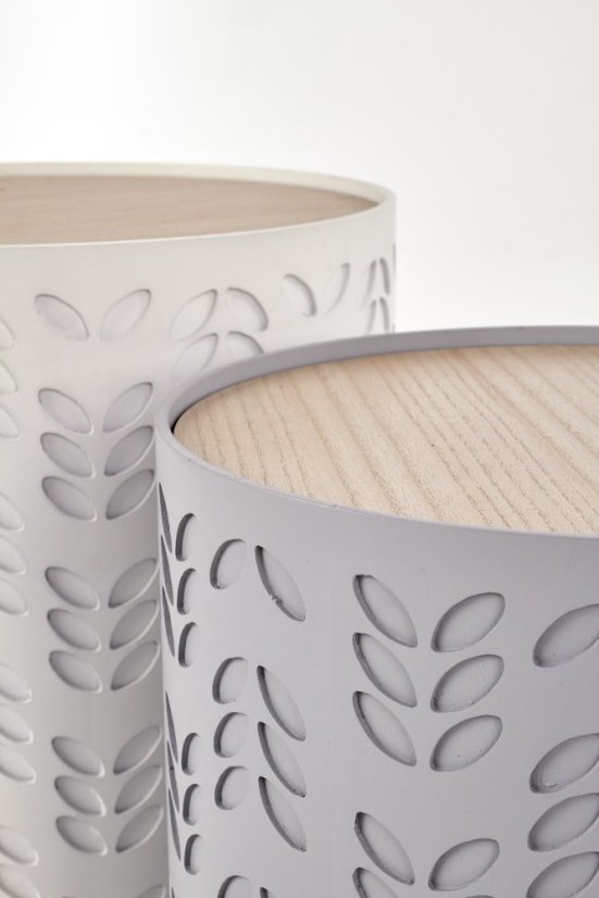 Súprava konferenčných stolíkov ALBA – biela / sivá