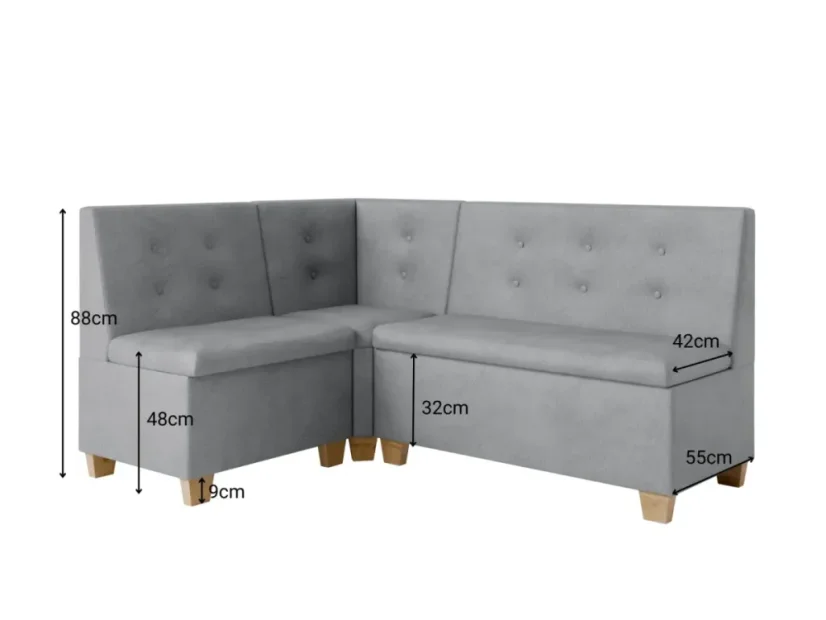 Rohová lavice Mia – 160x140 cm, více barev, MI-KO