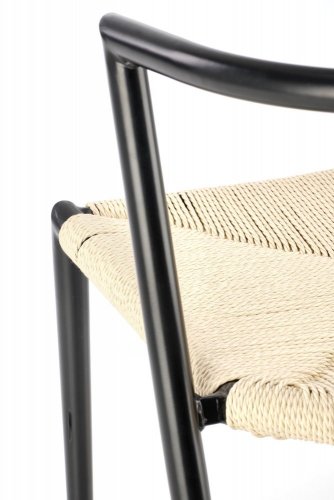 Jedálenská stolička LUCENTA — kov, povraz, čierna