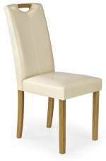 Jedálenská stolička CARO – masív, ekokoža, krémová