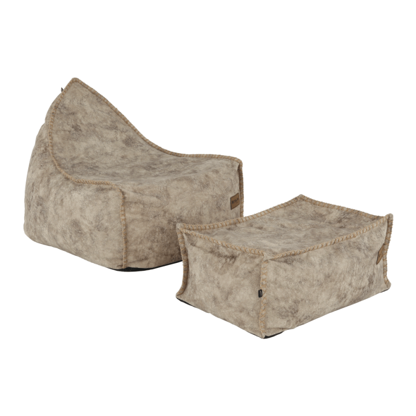 Sedací vak s taburetom FOLAN — béžovohnedá