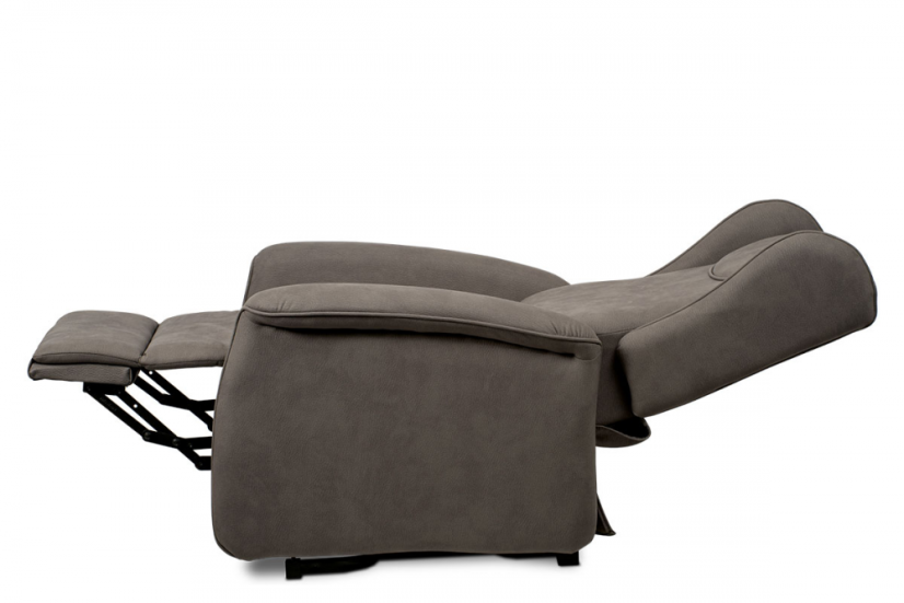 TV křeslo ušák MARLON s elektrickým polohováním — hnědá látka, 2 motory, nosnost 140 kg Autronic