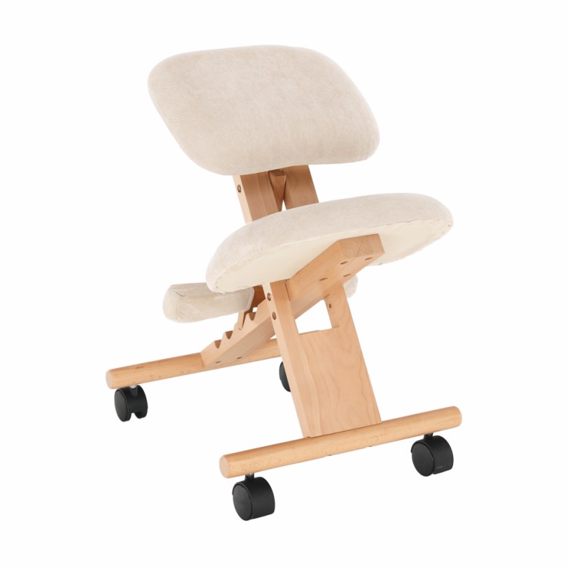 Ergonomická kľakačka GROCO – krémová látka, drevo buk