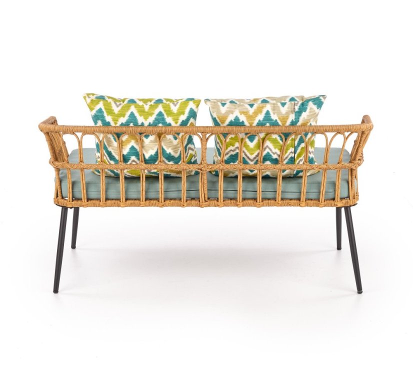 Pohovka GARDENA — umělý ratan, látka, šedá Halmar