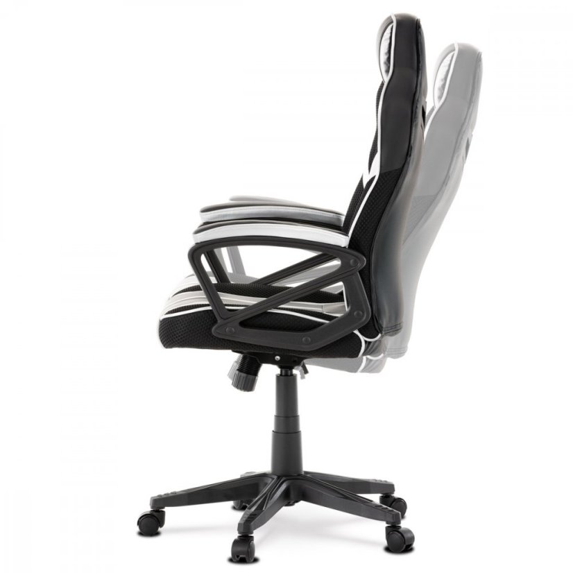 Herné kreslo LANCER — látka, ekokoža, čierna / biela