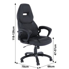 Kancelárske kreslo HEVYR — čierna ekokoža, nosnosť 150 kg