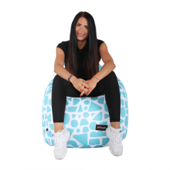 Sedací vak TELDIN —75x75x110, látka, tyrkysová / bílá Kondela