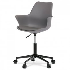 Kancelárska stolička NIDORA — plast, ekokoža, oceľ, čierna / šedá