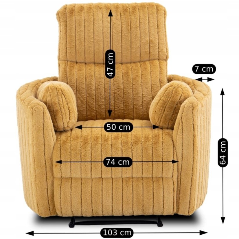 Relaxačné kreslo RAUL v elegantnej horčicovej