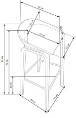 Barová židle HAMMY – kov, překližka, plast, látka, buk / bílá / šedá Halmar
